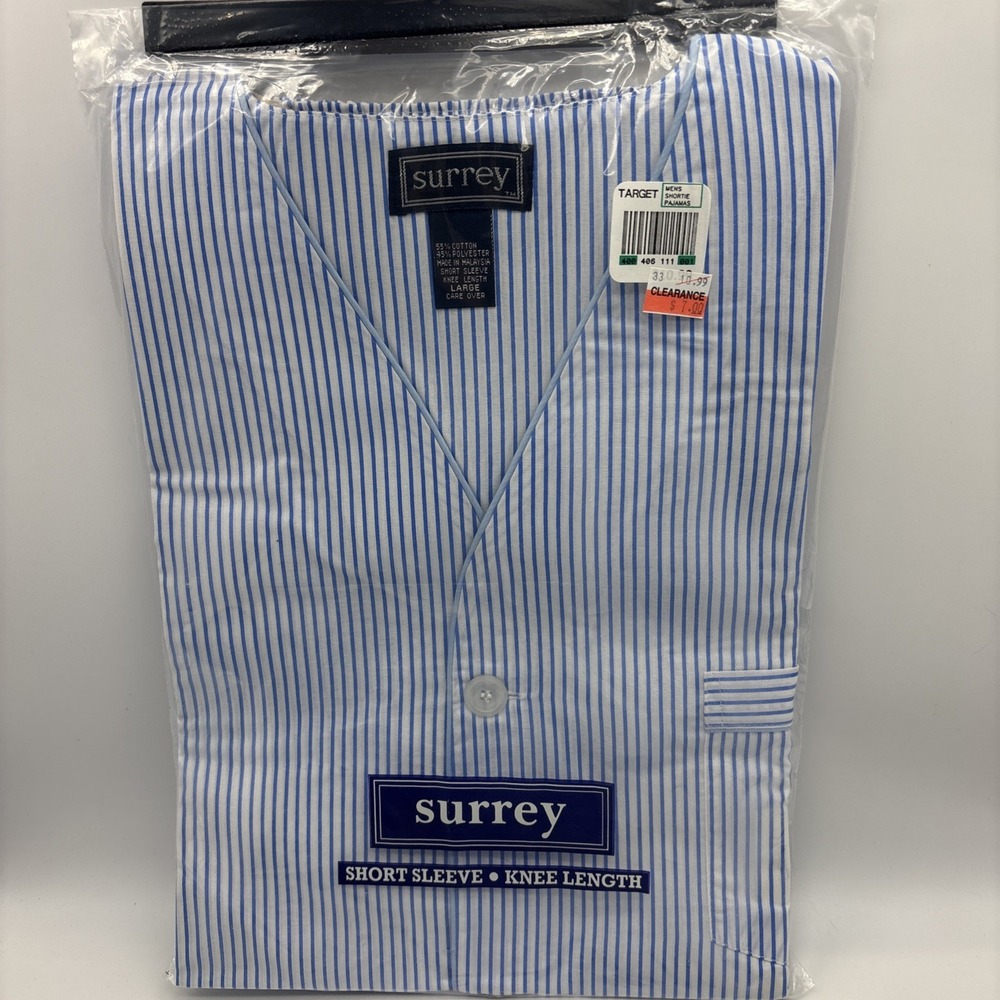 New Old Stock Surrey Pajamas Mens Size L Short Sleeve Knee Length PJs 1990s
